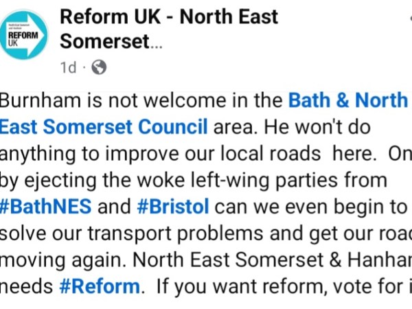 Stop the Buses! North-East Somerset Reform Hate The “Woke” Bus Ticket Price&nbsp;Cap!